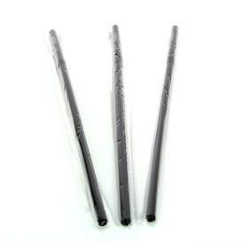 Pailles Flexibles Noires  Emballées Individuellement Ø5mm 23cm 