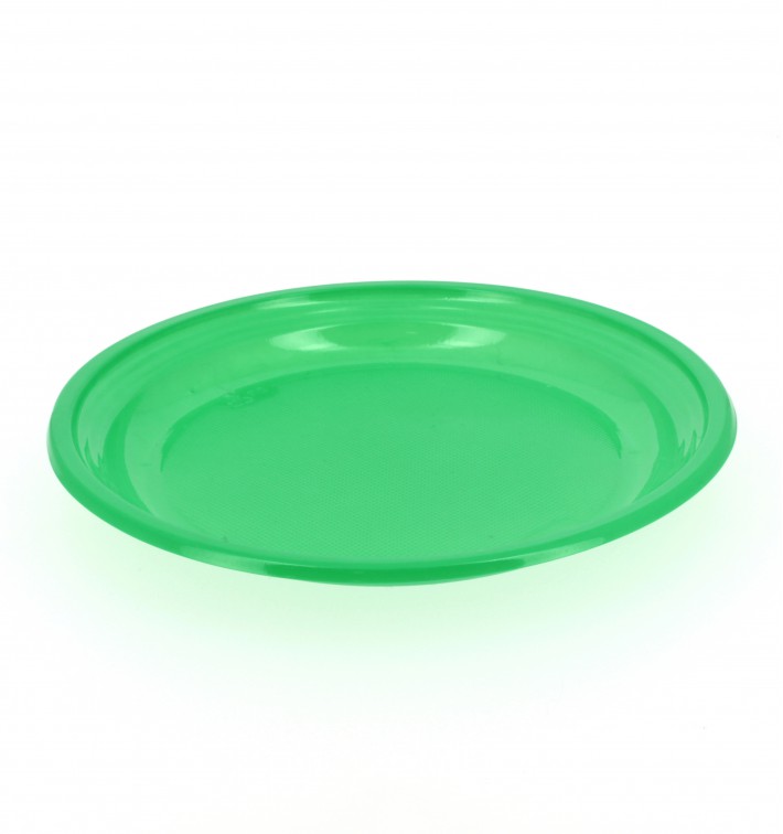 Assiette Plate Plastique Verte 205mm 