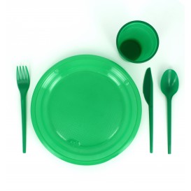 Assiette Plate Plastique Verte 205mm (10 Unités)