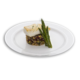 Assiette en Plastique Dur avec Liseré Argent 23cm (20 Utés)