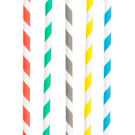Paille Droite Papier Ø6mm 20cm couleur rayé (250 Utés)