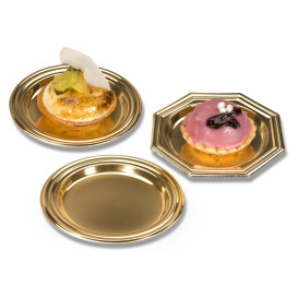 Mini Assiette à Dessert en Plastique Doré Octogonale 8cm (1000 Utés)
