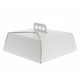 Boîte en carton Blanc Tarte Carrée 24,5x24,5x10 cm 
