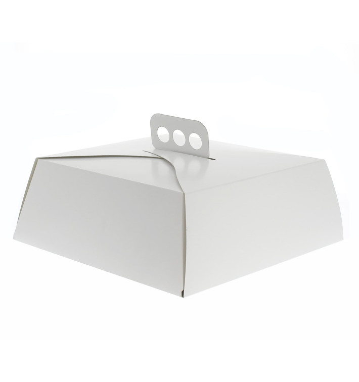 Boîte en carton Blanc Tarte Carrée 24,5x24,5x10 cm Boîte en carton Blanc Tarte Carrée 24,5x24,5x10 cm