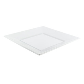 Assiette Plastique Carrée Plate Blanche 230mm 