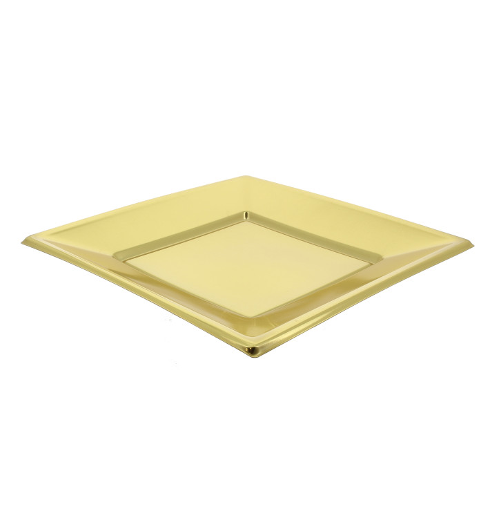 Assiette Plastique Carrée Plate Doré 230mm Assiette Plastique Carrée Plate Doré 230mm
