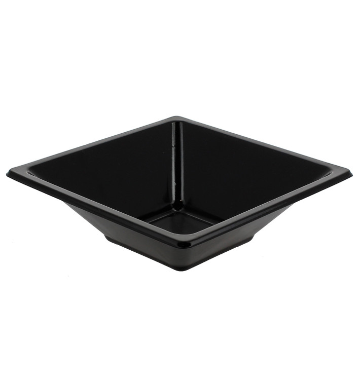 Bol en Plastique PS Carré Noir 12x12cm Bol en Plastique PS Carré Noir 12x12cm