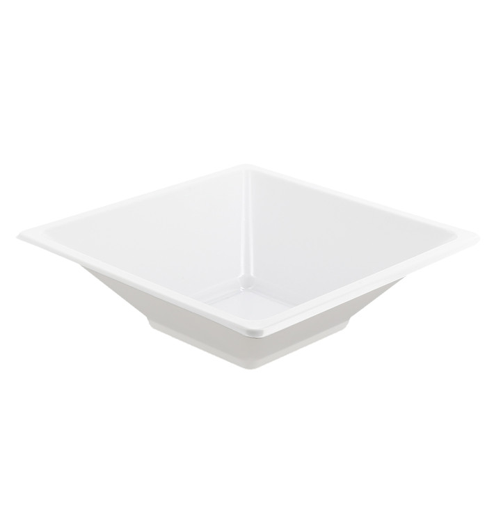 Bol en Plastique PS Carré Blanc 12x12cm Bol en Plastique PS Carré Blanc 12x12cm