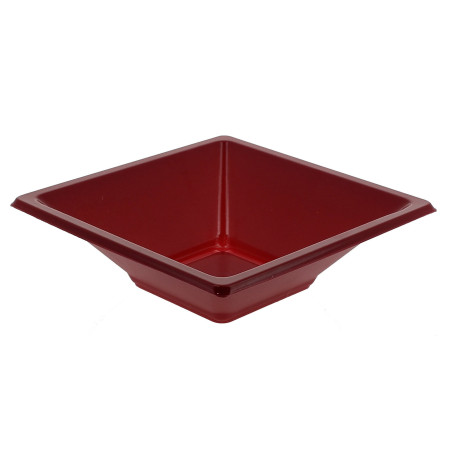 Bol en Plastique PS Carré Bordeaux 12x12cm (1500 Utés)