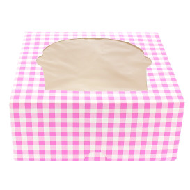 Boîte pour 4 Cupcakes Rose avec insert (140 Unités)
