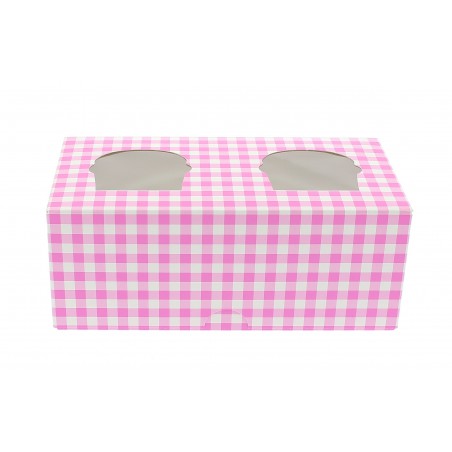 Boîte pour 2 Cupcakes Rose avec insert (20 Unités)