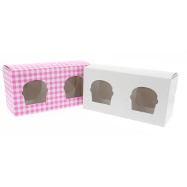 Boîte pour 2 Cupcakes Blanc avec insert (20 Unités)