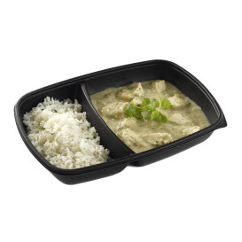 Barquette Plastique PP 2C Noir 1300ml 28x20x4cm (150 Utés)