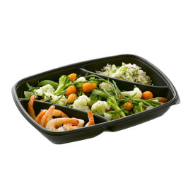 Barquette Plastique PP 3C Noir 975ml 28x20x4cm (50 Utés)