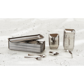 Mini Cuillère Argentée en plastique 10cm (100 unités)