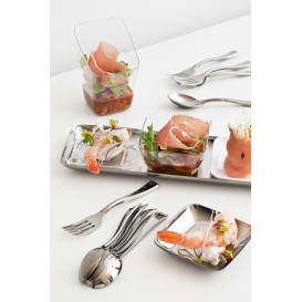 Mini Cuillère Argentée en plastique 10cm (100 unités)