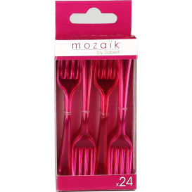 Fourchette Plastique Premium Framboise 190mm (10 Unités)