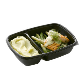 Barquette Plastique PP 2C Noir 900ml 23x16,5x5cm (300 Utés)