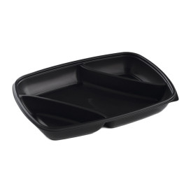 Barquette Plastique PP 3C Noir 975ml 28x20x4cm 