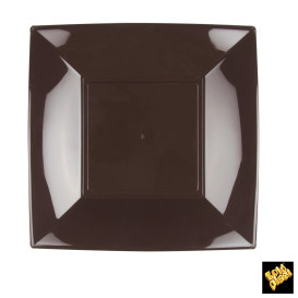 Assiette Plastique Réutilisable Plate Marron PP 230mm (25 Utés)