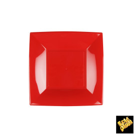 Assiette Plastique Réutilisable Plate Rouge PP 180mm (300 Utés)