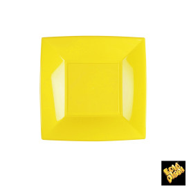 Assiette Plastique Réutilisable Plate Jaune PP 180mm (25 Utés)