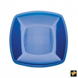 Assiette Plastique Réutilisable Plate Bleu Transp. PS 230mm (300 Utés)
