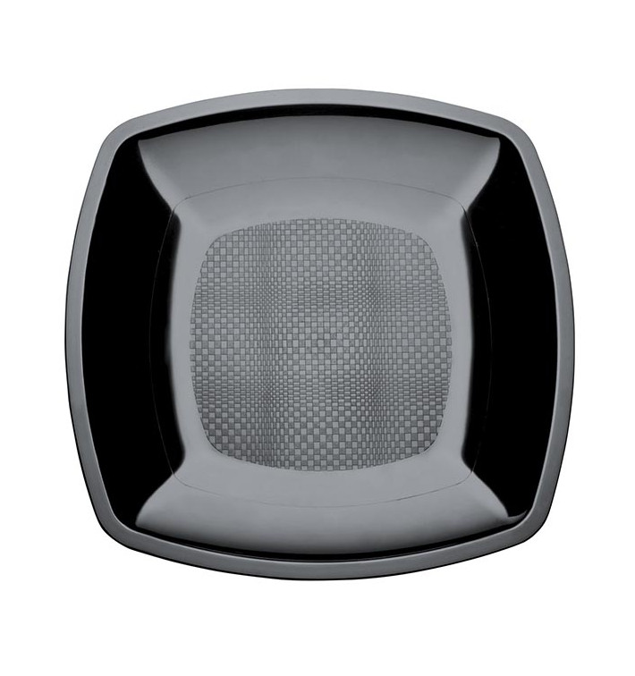 Assiette Plastique Réutilisable Plate Noir PS 180mm (25 Utés) Assiette Plastique Réutilisable Plate Noir PS 180mm (25 Utés)