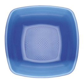 Assiette Plastique Réutilisable Creuse Bleu Transp. PS 180mm (25 Utés)