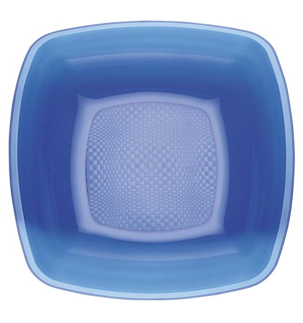Assiette Plastique Réutilisable Creuse Bleu Transp. PS 180mm (300 Utés)