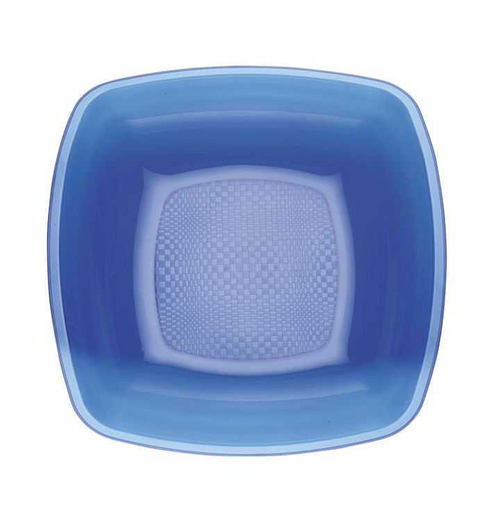 Assiette Plastique Réutilisable Creuse Bleu Transp. PS 180mm (300 Utés)