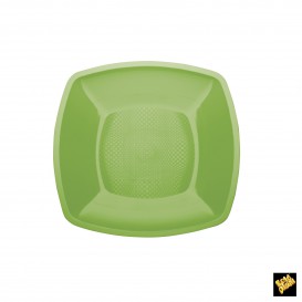 Assiette Plastique Réutilisable Plate Vert citron PP 180mm (300 Utés)