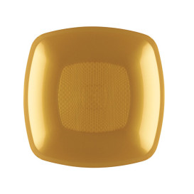 Assiette Plastique Réutilisable Creuse Or  PP 180mm (12 Utés)