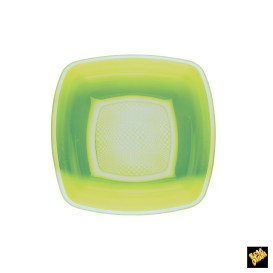 Assiette Plastique Réutilisable Creuse Vert citron PP 180mm (25 Utés)