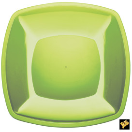 Assiette Plastique Réutilisable Plate Vert Citron  PS 300mm (144 Utés)