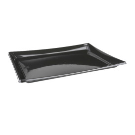 Plateau Plastique Rectangulaire Noir 16x22cm (50 Unités)