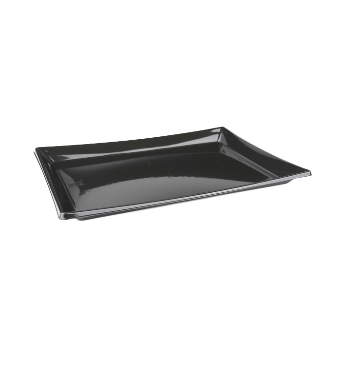 Plateau Plastique Rectangulaire Noir 16x22cm (300 Unités)