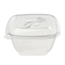 Bol en Plastique Carré PET 375ml 125x125x50mm (50 Utés)