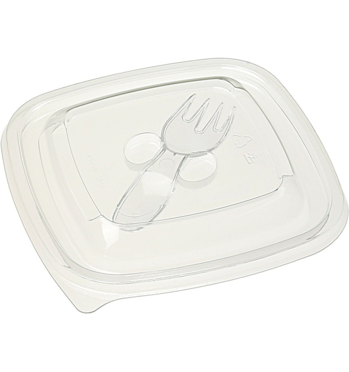 Couvercle avec Fourchette pour Bol PET 125x125mm (500 Utés) Couvercle avec Fourchette pour Bol PET 125x125mm (500 Utés)