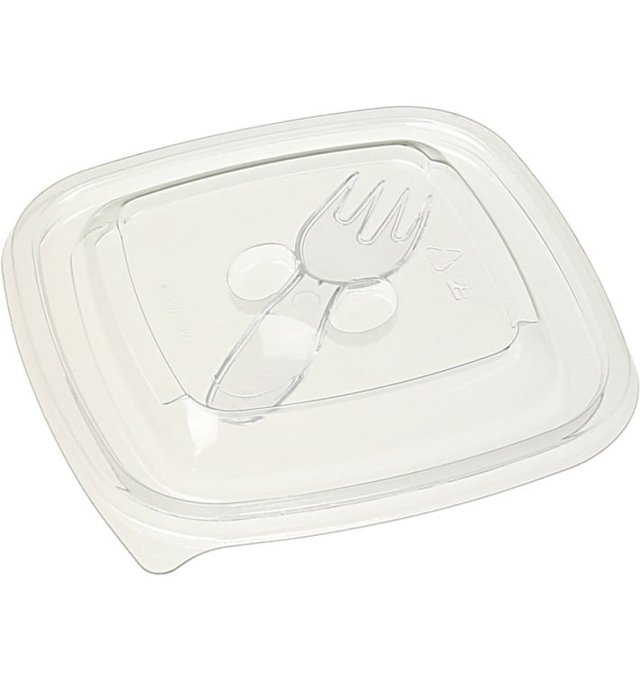 Couvercle avec Fourchette pour Bol PET 125x125mm (50 Utés) Couvercle avec Fourchette pour Bol PET 125x125mm (50 Utés)