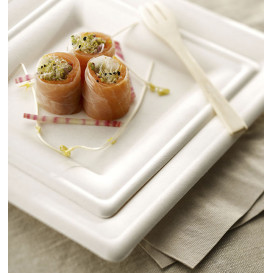 Assiette Carrée Canne à Sucre Blanc 150x150mm (50 Utés)