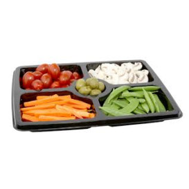 Plateau Plastique Rectangulaire 5C Noir 316x265x30mm (50 Utés)