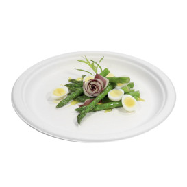 Assiette Bio en Canne à Sucre Blanc Ø260mm (50 Unités)