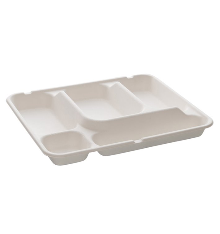Plateau en Canne à Sucre 5 Comp. 300x240x40mm (200 Utés) Plateau en Canne à Sucre 5 Comp. 300x240x40mm (200 Utés)