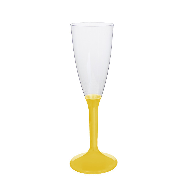 Flûte Champagne Plastique Pied Jaune 120ml 2P (20 Unités) Flûte Champagne Plastique Pied Jaune 120ml 2P (20 Unités)