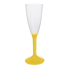 Flûte Champagne Plastique Pied Jaune 120ml 2P (200 Utés)