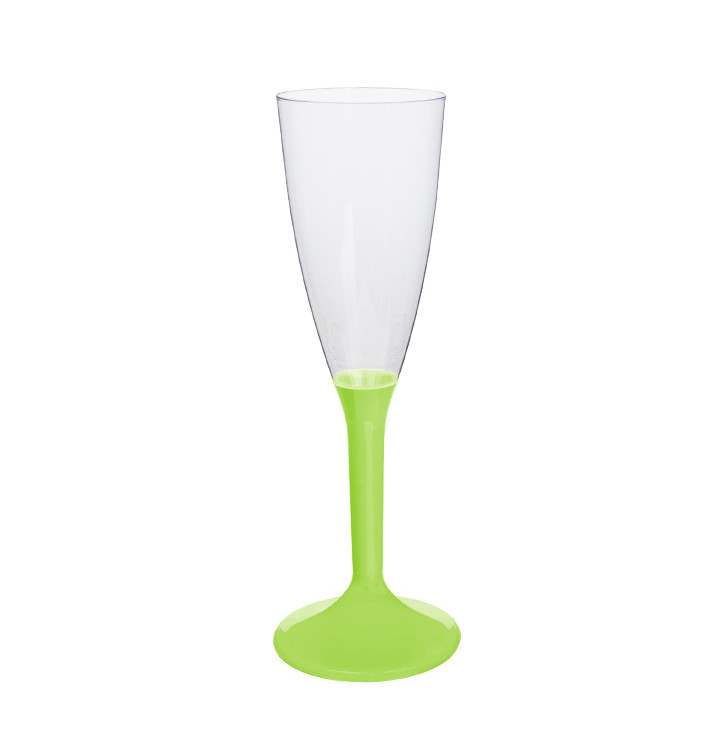 Flûte Champagne Plastique Pied Vert Citron 120ml 2P (200Utés) Flûte Champagne Plastique Pied Vert Citron 120ml 2P (200Utés)