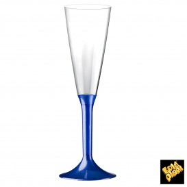 Flûte Champagne Plastique Pied Bleu Perlé 160ml 2P (200Utés)