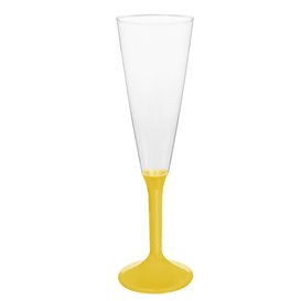 Flûte Champagne Plastique Pied Jaune 160ml 2P (20 Utés)