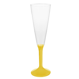 Flûte Champagne Plastique Pied Jaune 160ml 2P (20 Utés)